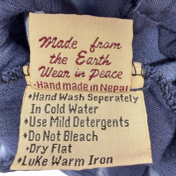 Gypsy Rose Maxi Dress Tie Dye Boho Free Size Blue Soft Rayon Handmade in Nepal - Picture 9 of 10